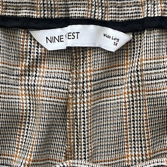 Nine West Plaid Pull-on Wide Leg MidRise Elastic Drawstring Waist Trouser Pant1X - Picture 7 of 8